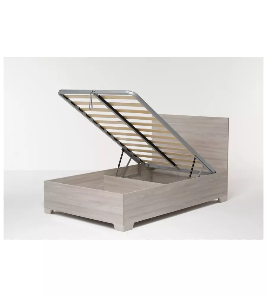 LETTO PIAZZA E MEZZA CONTENITORE CON PIEDINI "HI BOX" OLMO NATURALE 120X190 CM